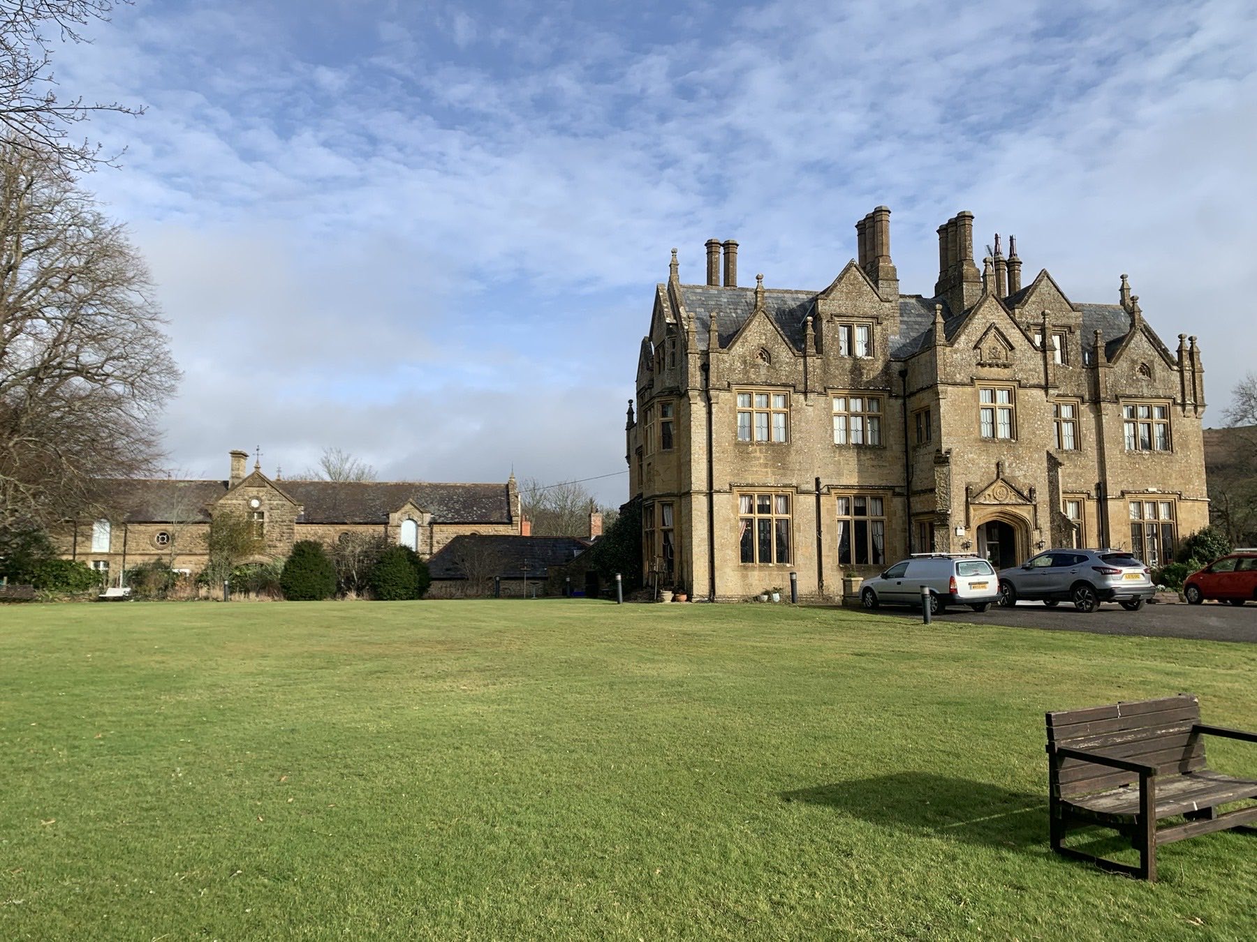 Hyde Care Home and its Grade II listed stable block in the West Dorset landscape